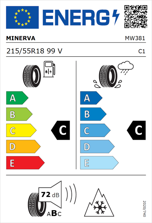 Tyre Label for Minerva Frostrack HP 215/55R18 99V